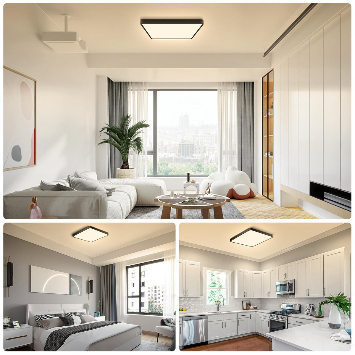 9Inch 18W Square LED Ceiling Light Fixtures Flush Mount (Warm White / 9 inch Black)