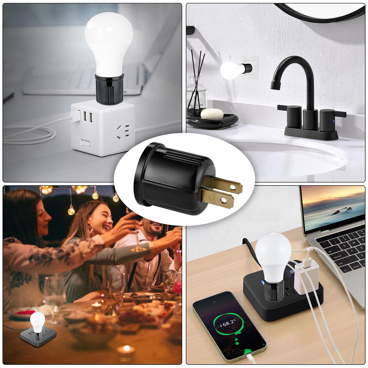 Outlet to Socket Adapter (Black Color)