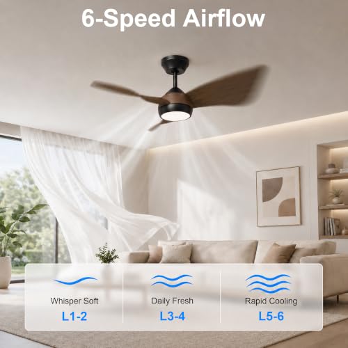 30 Inch Small Ceiling Fan with Light (Black & Walnut / 30 Inch)