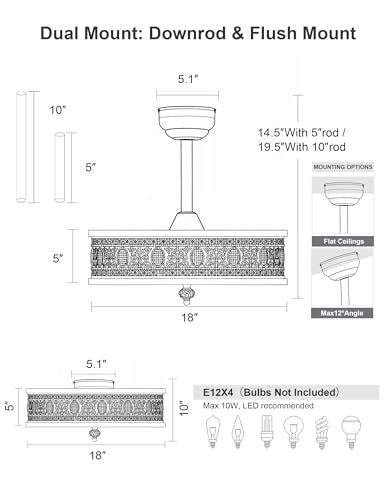 Chandelier Ceiling Fan with Light and Remote