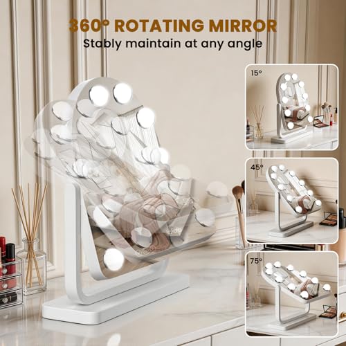 Rechargeable Arched Vanity Mirror with Lights (White / 14"L x 12"W)