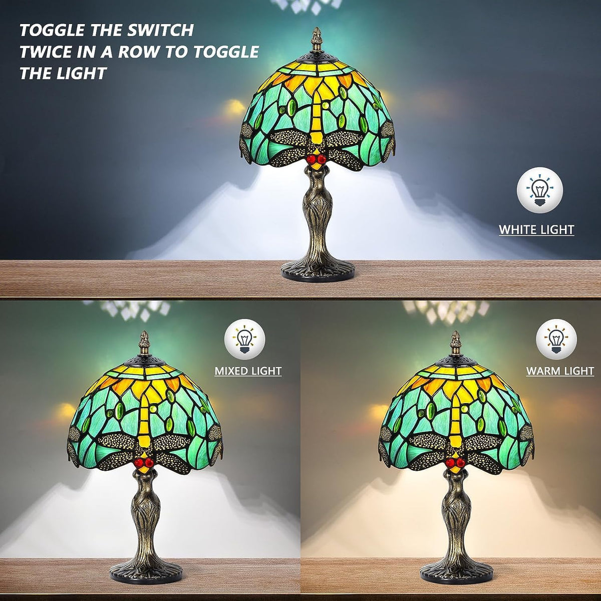 8'' Stained Glass Table Lamp (Libélula de Agua)