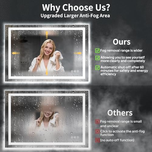 55"x36" LED Bathroom Mirror with Lights (Frontlit & Backlit / 55"L x 36"W)