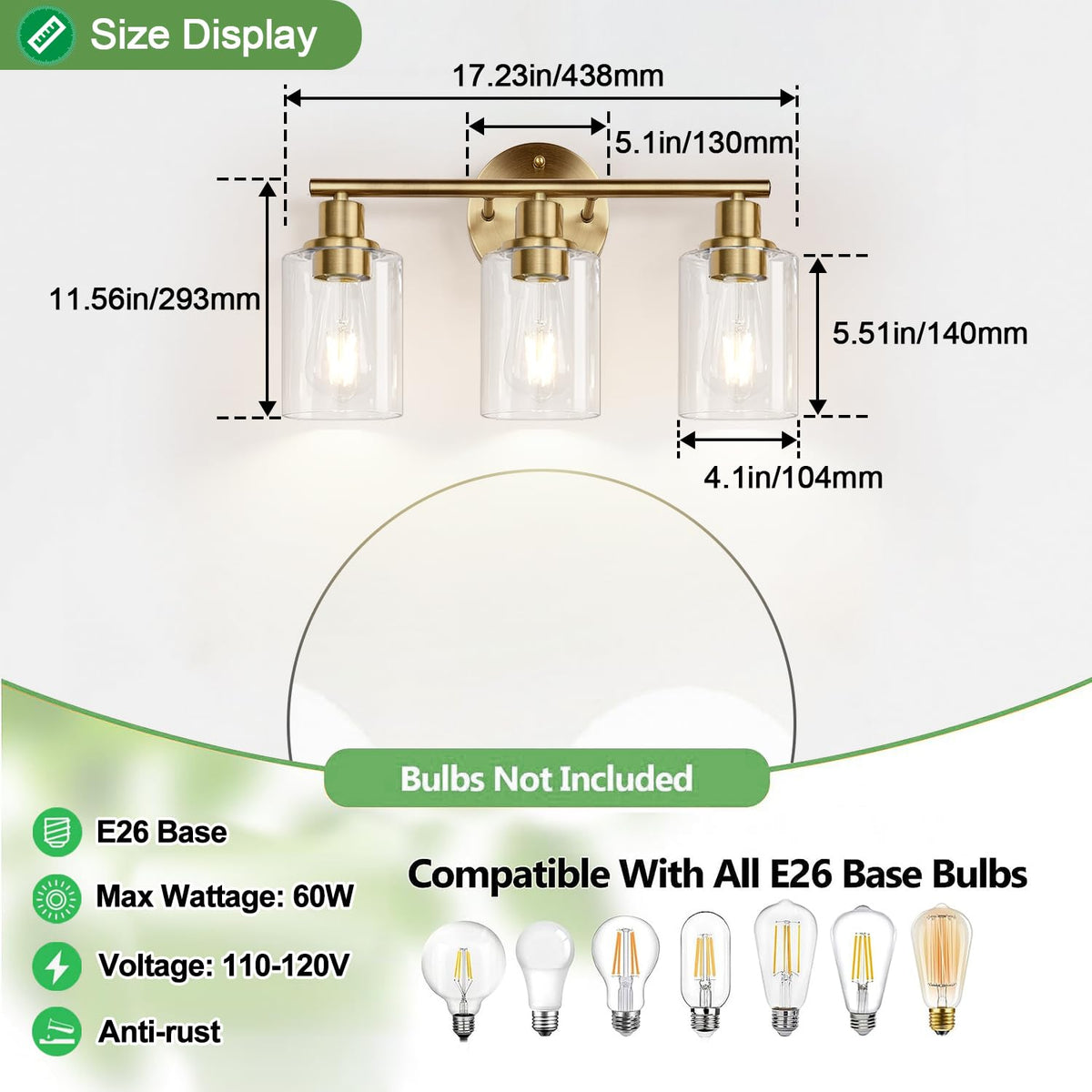 3 Light Bathroom Light Fixtures (Brass / 3-light)