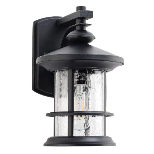 100W Max Modern Industrial Textured Black Outdoor Wall Light 1 Pack (Black / 1 Pack H10")