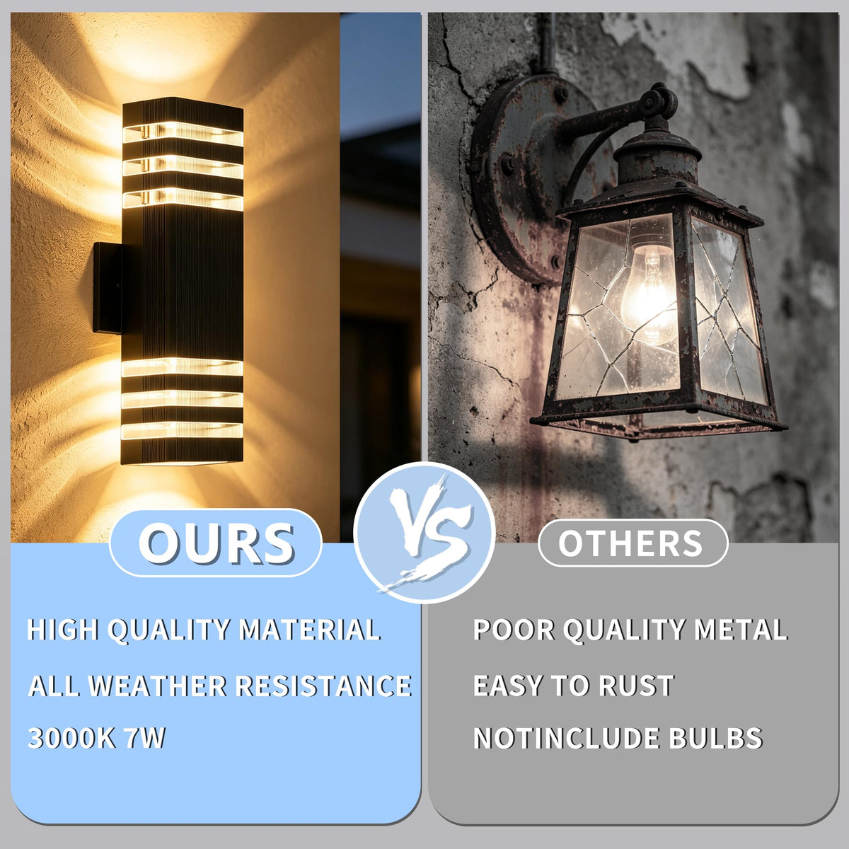 Outdoor Wall Lights (3 Layer / 2 Packs-Black)