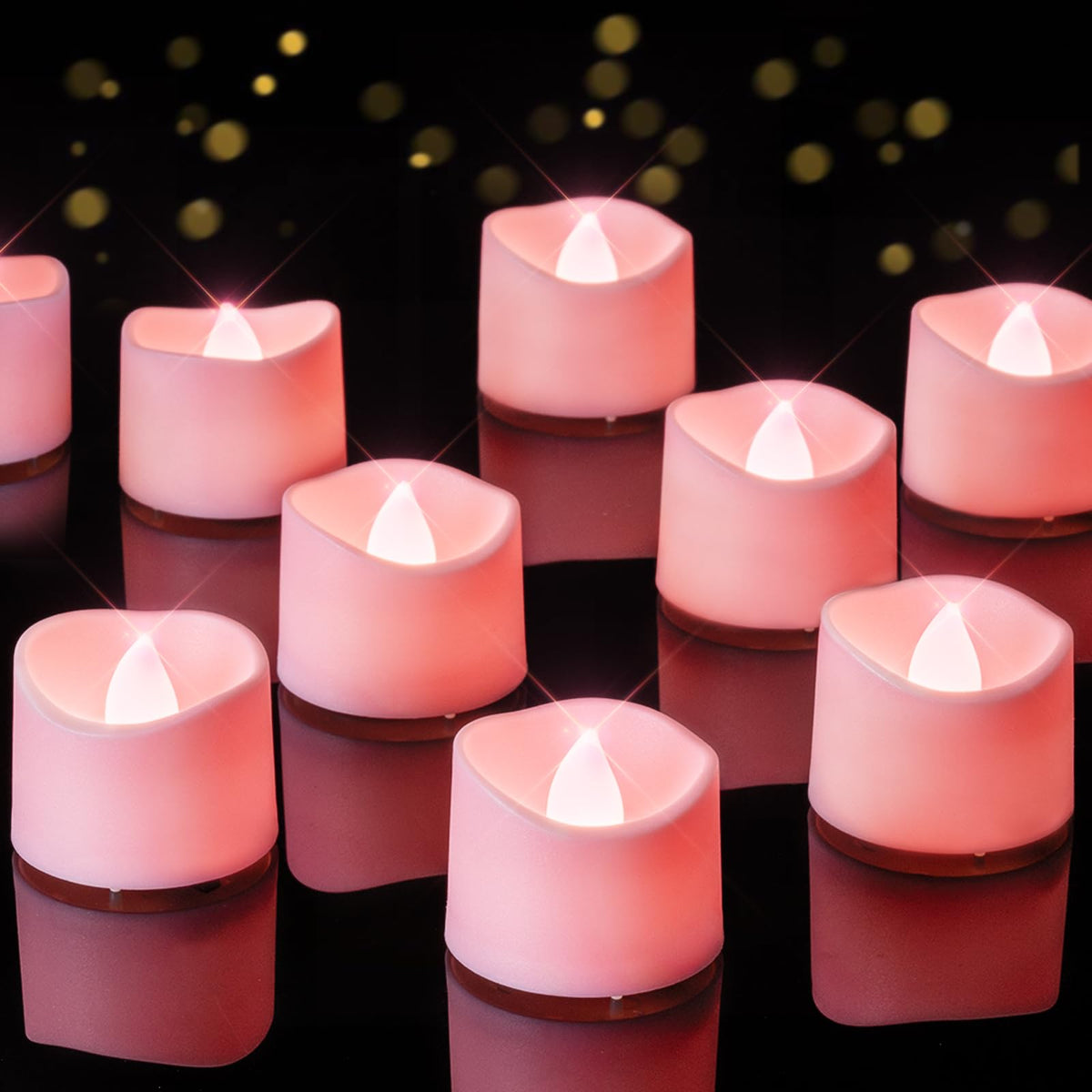 Pink Flameless Battery Tea Light Candles - 24 Pack