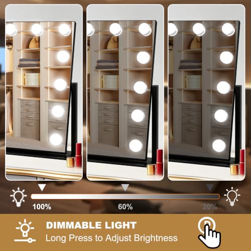 Vanity Mirror with Lights (Black / 19"L x 16"W)