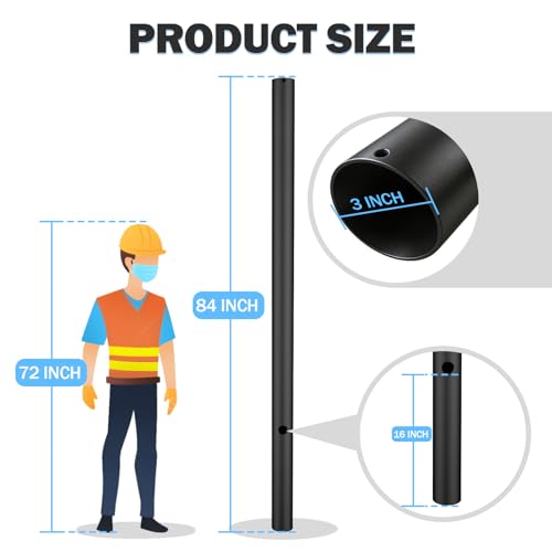 3" x 110" Black Outdoor Light Post Pole
