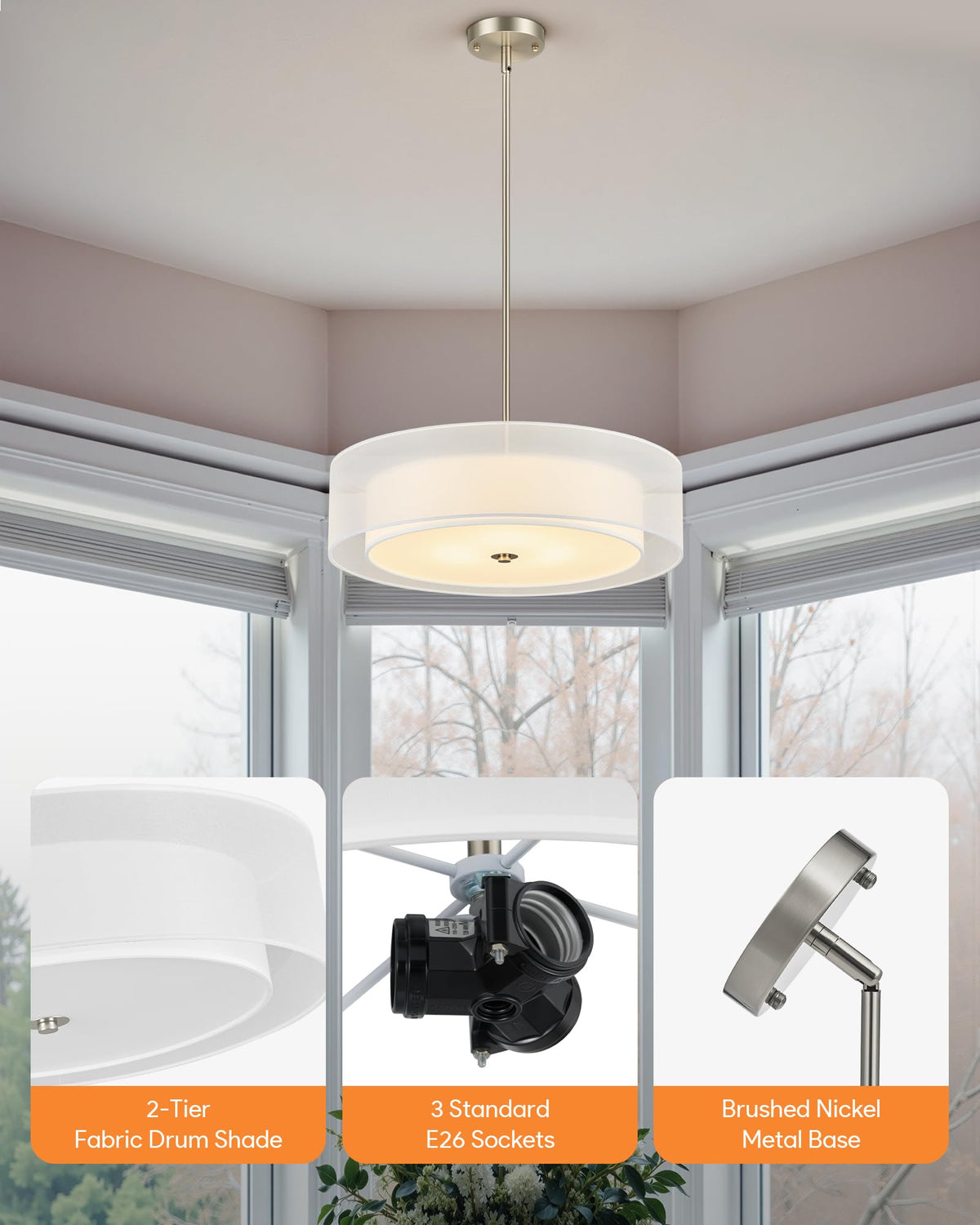 20" Drum Chandelier (Brushed Nickel / 20inch)