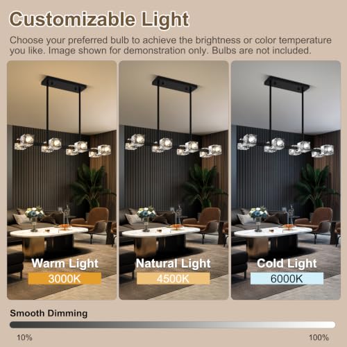 Linear Crystal Living Room Chandelier (8 lights Black)