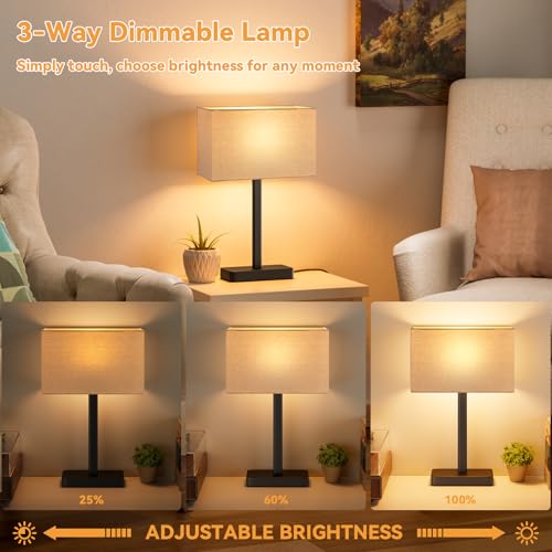 Touch Lamps for Nightstand Set of 2