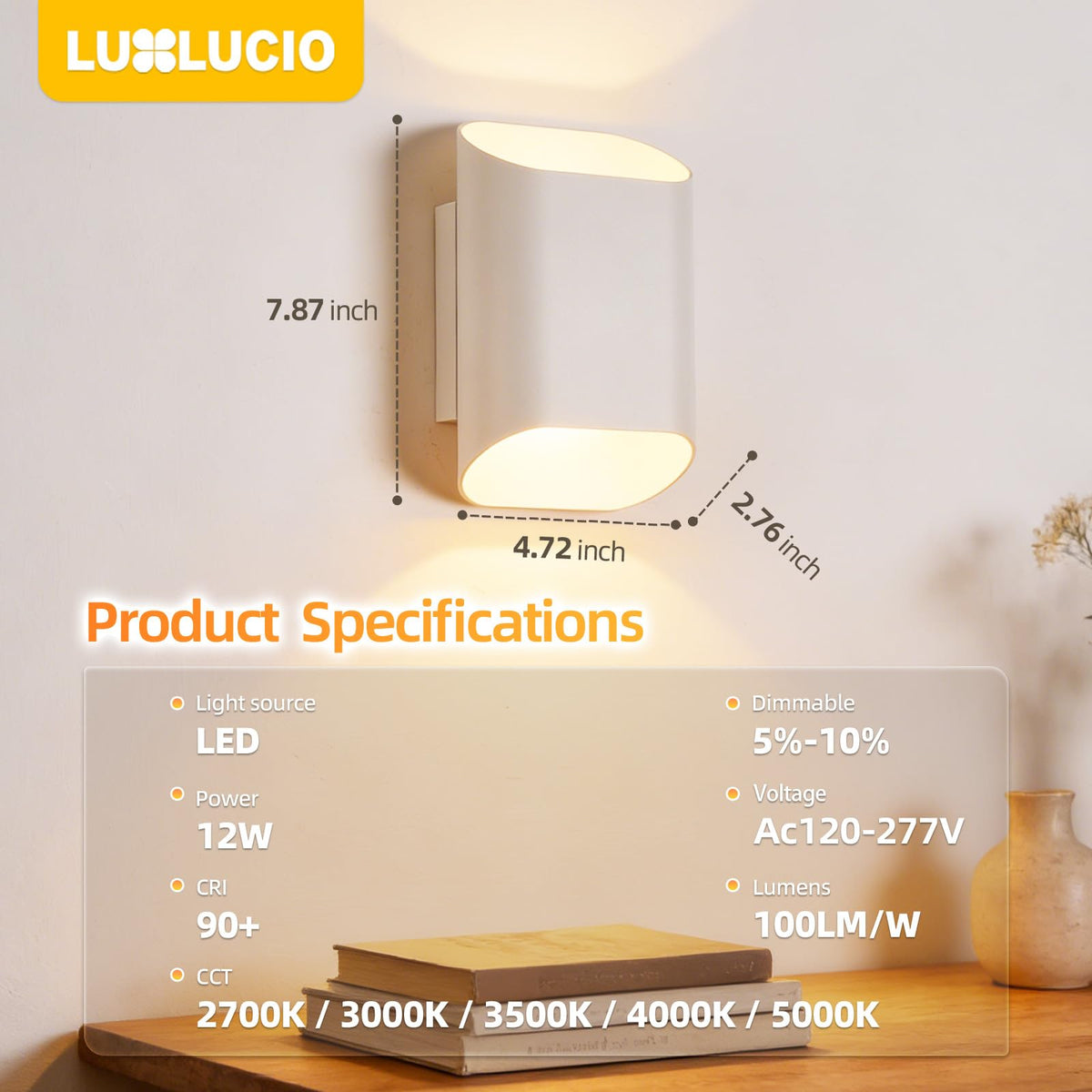 White Up & Down Modern Indoor Outdoor LED Wall Sconce (White / 7.9 inch)