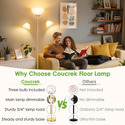 Torchiere Floor Lamps for Living Room (Gold)