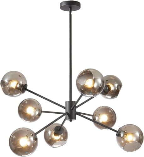 Mid Century Modern Chandelier 6 Lights Magic Bean Molecular Chandelier Globe Chandeliers Light Fixture for Living Room Restaurant Kitchen Island E26 Base…