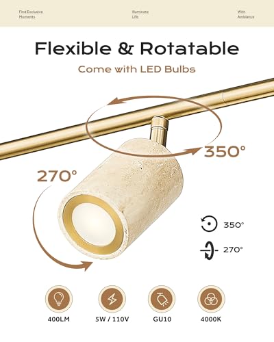 Natural Stone Track Lighting Fixtures Ceiling (43.7", 5-Light)