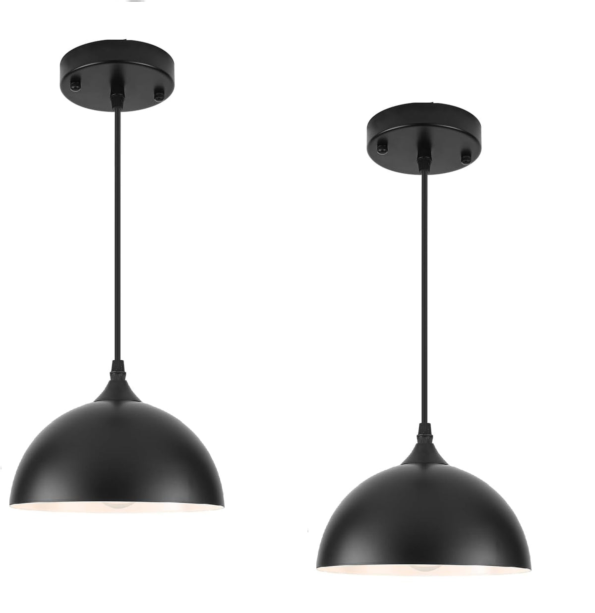 9.8 inch Kitchen Pendant Light 2 Pack (Black+White / 9.8in-2 Packs)