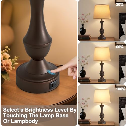 22" Table Lamp Set of 2 (Brown,Beige / 22in)