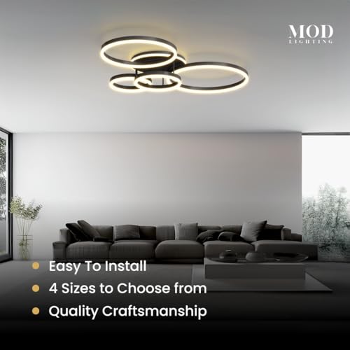 Chloe Flush Mount Ceiling Light (Black Ash / 5 Circles / Warm White)
