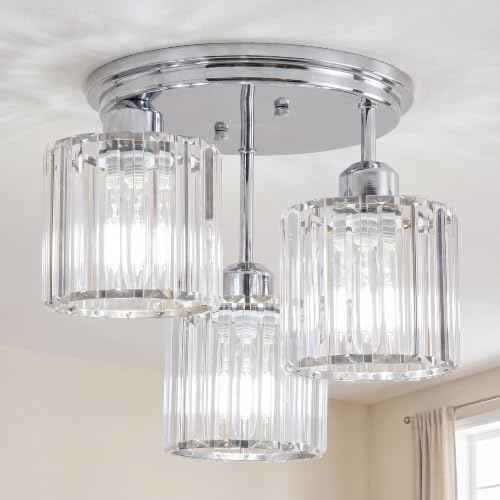 13" Crystal Semi Flush Mount Ceiling Light (Chrome)