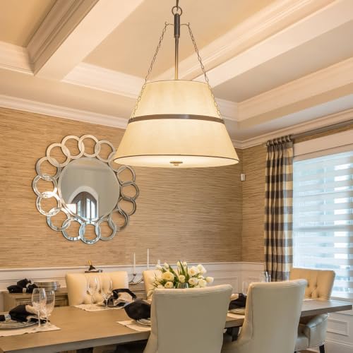 20" Brushed Nickel Drum Chandelier for Dining Room Linen Pendant Light (Brushed Nickel / 19.69 Inch)