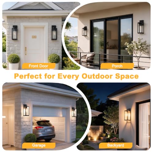 16" Fully Enclosed Outdoor Wall Light (2 Packs-16IN / Black (No Sensor))