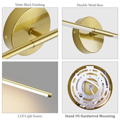 40Inch Hardwired Gold Wall Sconces Set of Two (Gold / 40Inch)