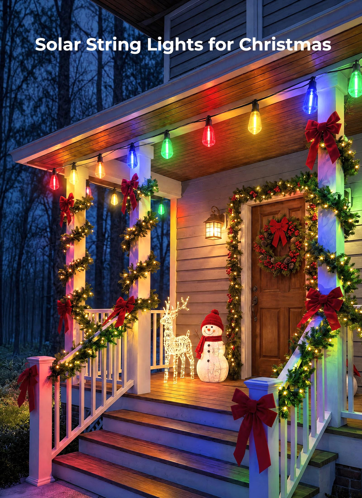 100FT Solar Christmas Lights Outdoor (100FT(31+2 Multicolor Sockets))