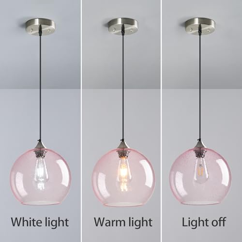Pink Pendant Lights Kitchen Island 1 Pack (Pink / L - 9.84 in)