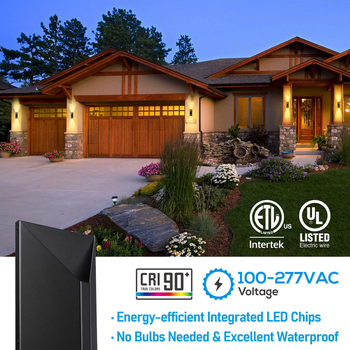 2 Pack Dimmable LED Up Down Wall Light
