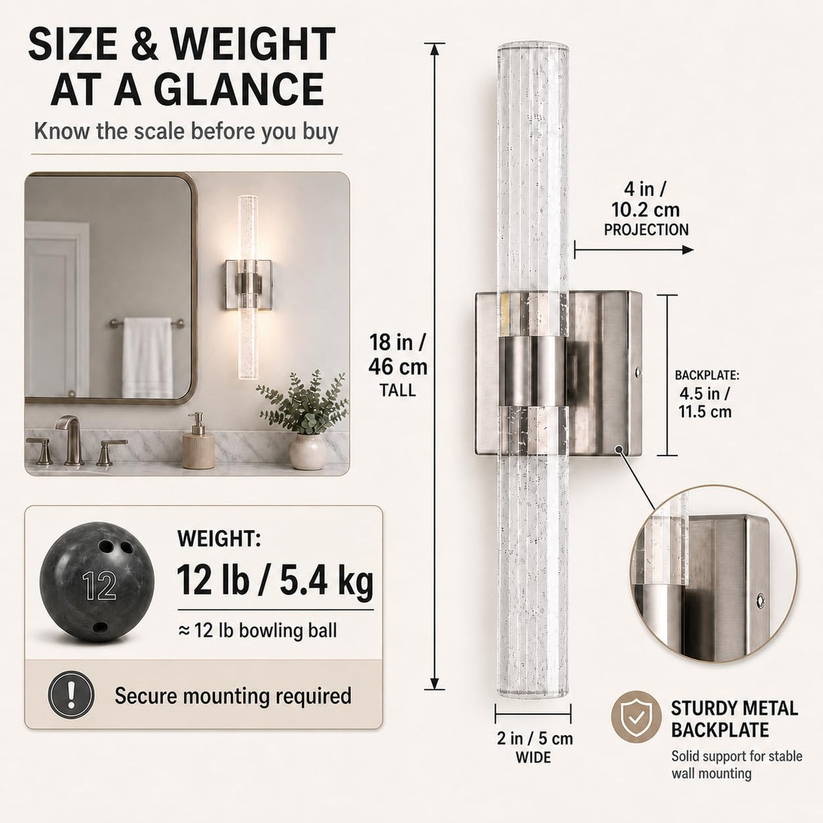 Modern Wall Sconces Set of Two (Nickel / 18in)