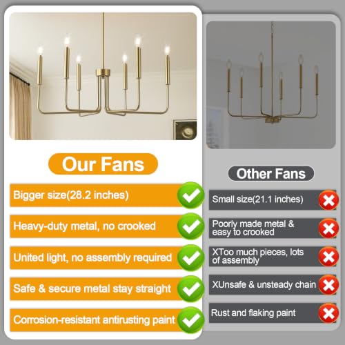 Brushed Gold Chandelier for Dining Room