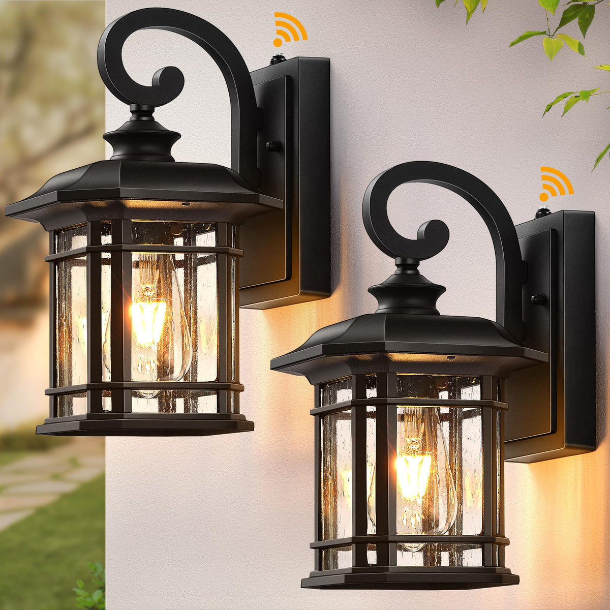 Black Outdoor Light Fixture Dusk to Dawn (Black / 12.4 in Dusk to Dawn 2 Pack)