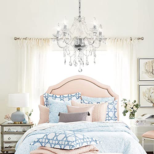 Plug in 5 Light Crystal Hanging Pendant Lights Acrylic Chandelier (Clear-L-5)