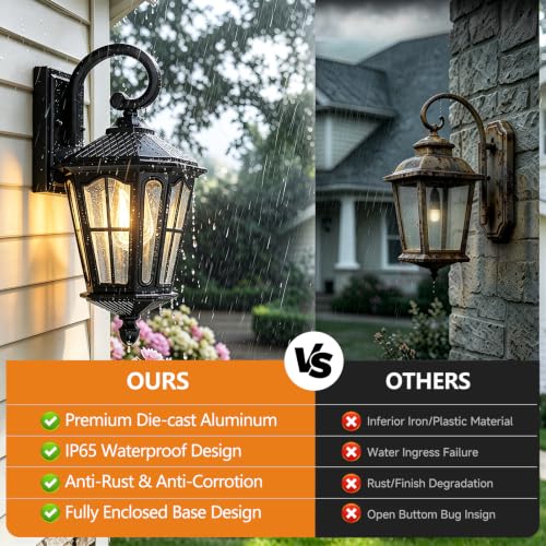 16'' Outdoor Wall Lights 2 Packs (Black)