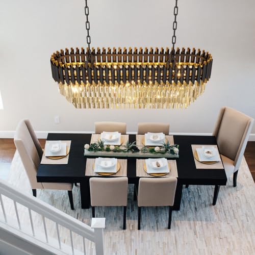 40" 8 Light Modern Black Gold Crystal Chandelier (Black L40")