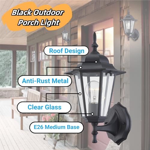 2 Pack Outdoor Wall Light (2 Pack / Black)