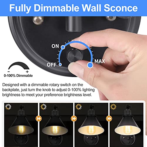 Wall Sconce Plug in (Black / 1 Pack- (Switch))
