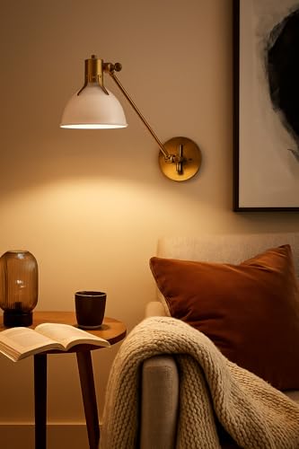 Argo Medium Swing Arm Wall Sconce (Polished White)