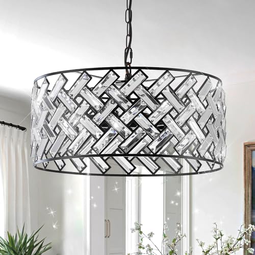 18" Black Crystal Chandelier (Large Black)