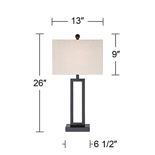 Aston 26" Tall Table Lamps Set of 2 Open Black Rectangle Modern Industrial