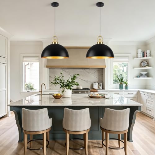 16 inch Dome Pendant Light (Black & Gold / 16 inch)