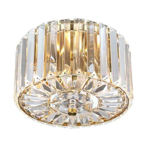 11" Crystal Round Flush Mount Modern Close to Ceiling Light Fixture