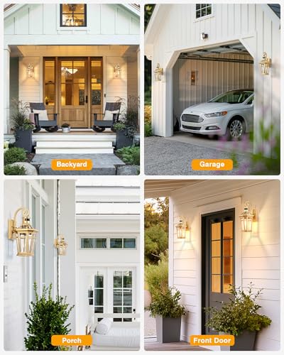 Motion Sensor Outdoor Wall Lights (Gold / 2-Pack)