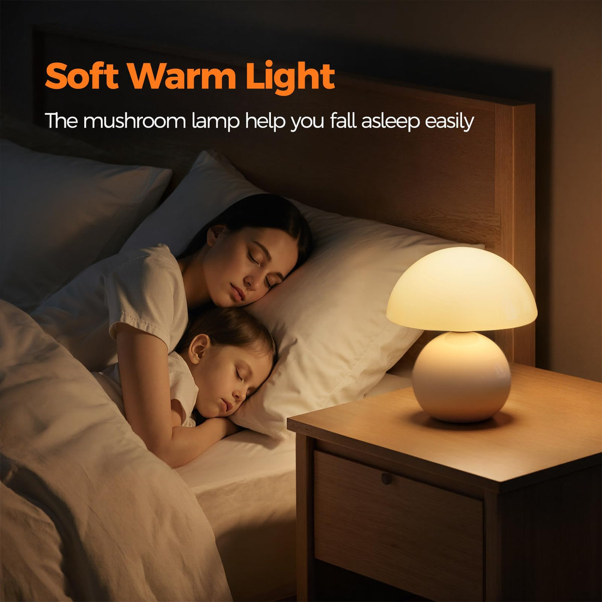 Wireless Mushroom Lamp Set of 2 (Cream / 2 Pack-Wireless)
