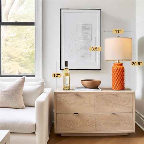 20.5" Ceramic Table Lamps Set of 2 (20.5" Orange)