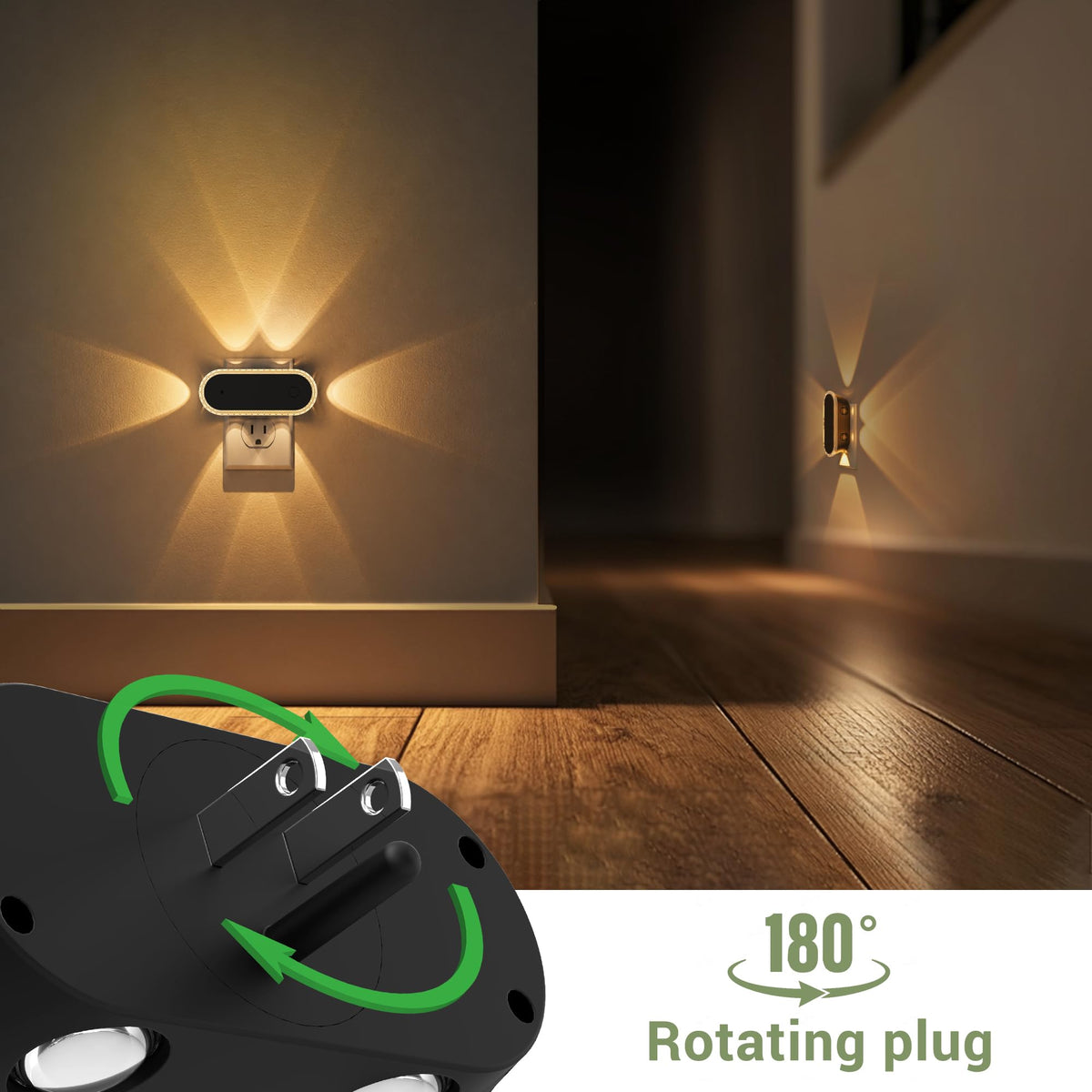 Night Lights Plug into Wall 4 (Black-3CCT-4 / 4 Pack)