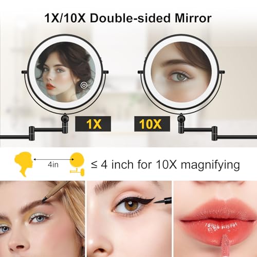 9" Wall Mounted Lighted Makeup Mirror