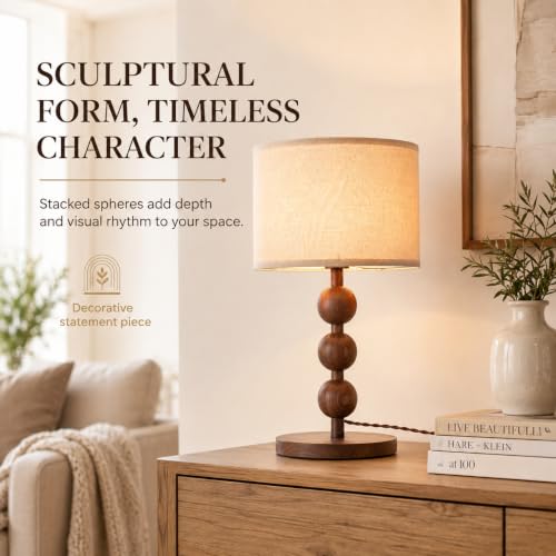 Red Wood Pattern Iron Desk Lamp with Fabric Shade