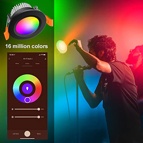 Smart 2 Inch Recessed Lighting (RGB (Red, Green, Blue) / 1 Pack (Black))